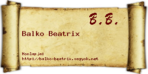 Balko Beatrix névjegykártya